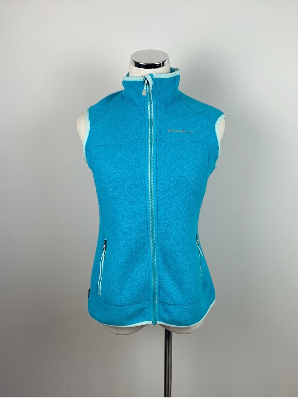 Eddie Bauer Blue Fleece Full Zip Vest Women Size XS Extra Small